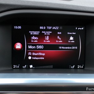 Photo écran Sensus Connect Volvo S60 D3 Xenium (2015) – 2.0 l d