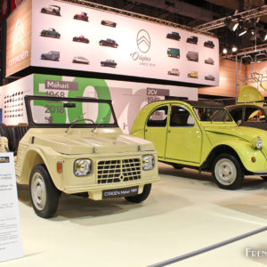 Photo Citroën Méhari et 2CV Spécial – Salon Rétromobile Pari